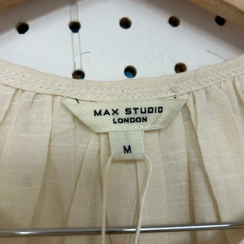 Max Studio Cream Blouse with Red Floral Embroidery - Picture 5 of 6
